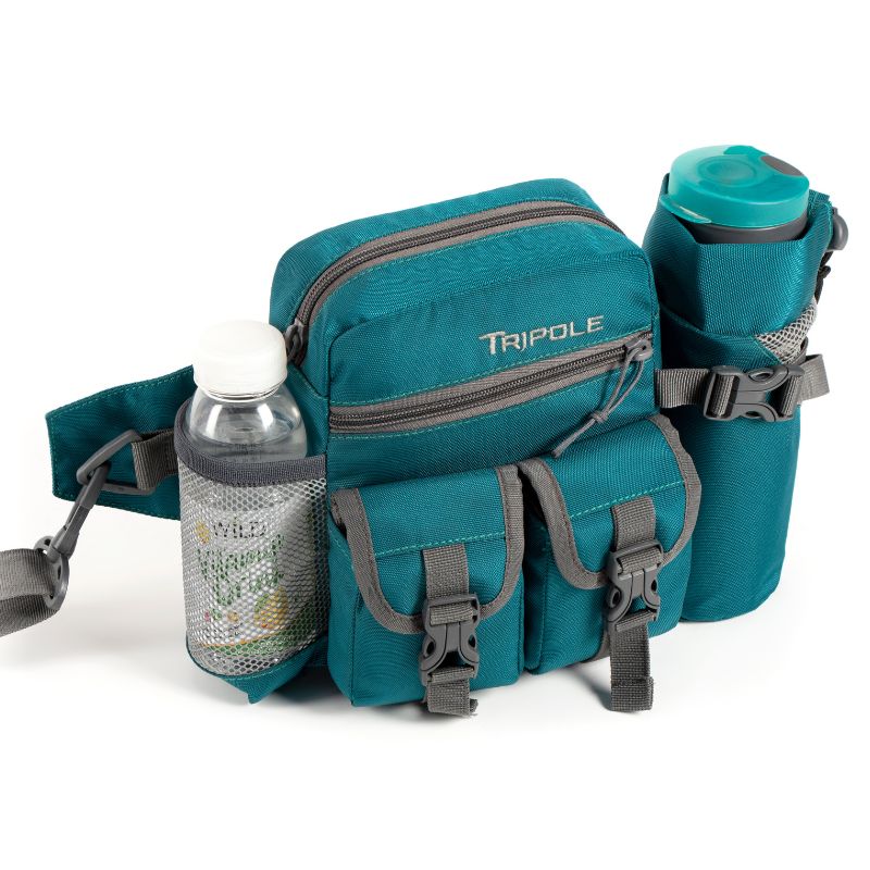 Tripole (Pack of 2) Waist Pack With Detachable Bottle Holder Multi-Utility Waist and Sling Bag - Green - Waist Packs
