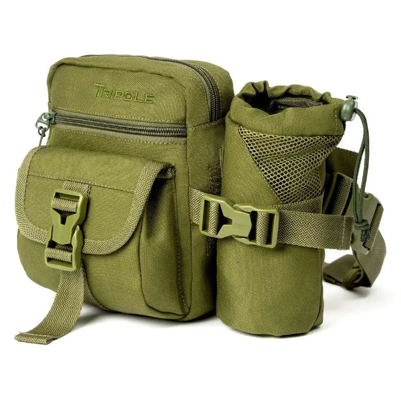 Tripole Ranger Multi-Utility Waist Pack with Detachable Bottle Holder Hiking Waist Bag & Sling- Pack of 2 - Olive Green