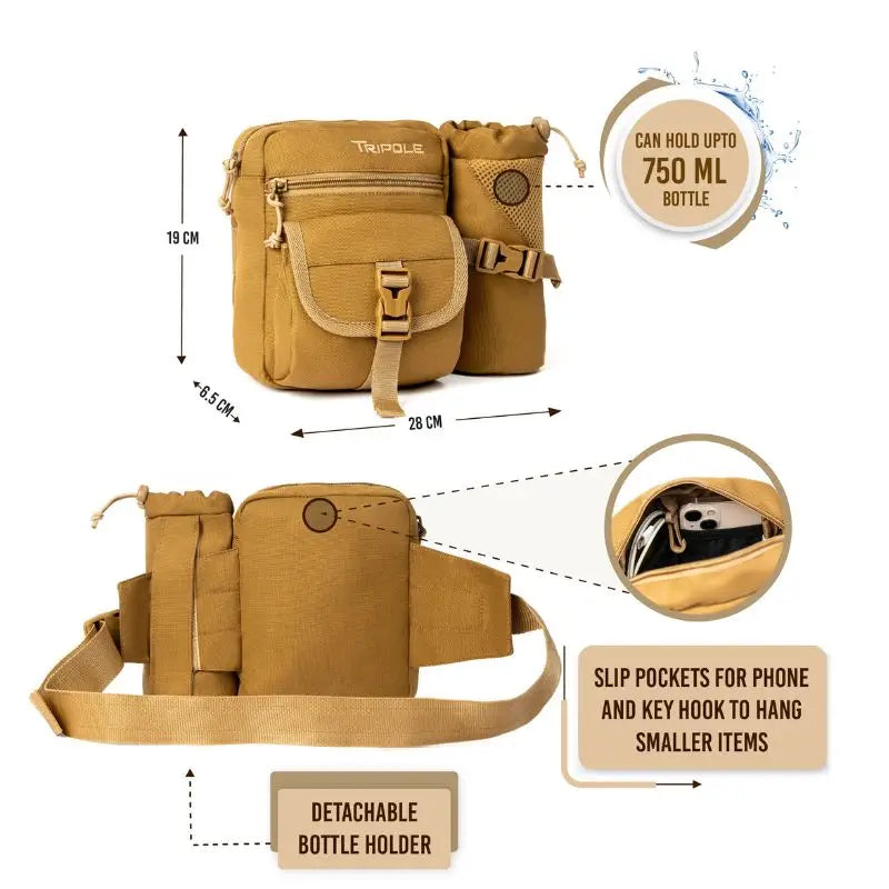 Tripole Ranger Multi-Utility Waist Pack with Detachable Bottle Holder Hiking Waist Bag & Sling- Pack of 2 - Waist Packs