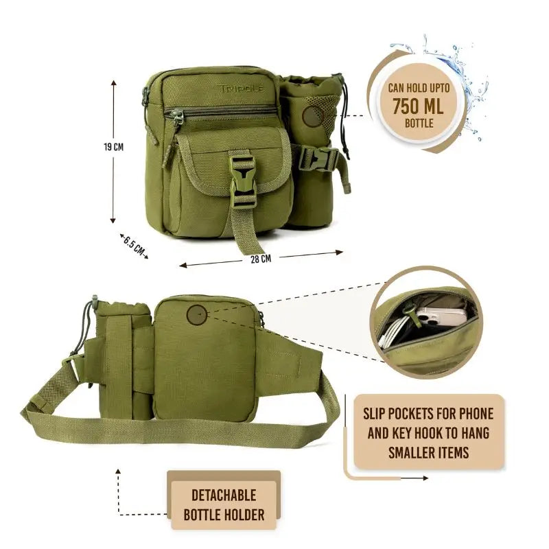 Tripole Ranger Multi-Utility Waist Pack with Detachable Bottle Holder Hiking Waist Bag & Sling- Pack of 2 - Waist Packs
