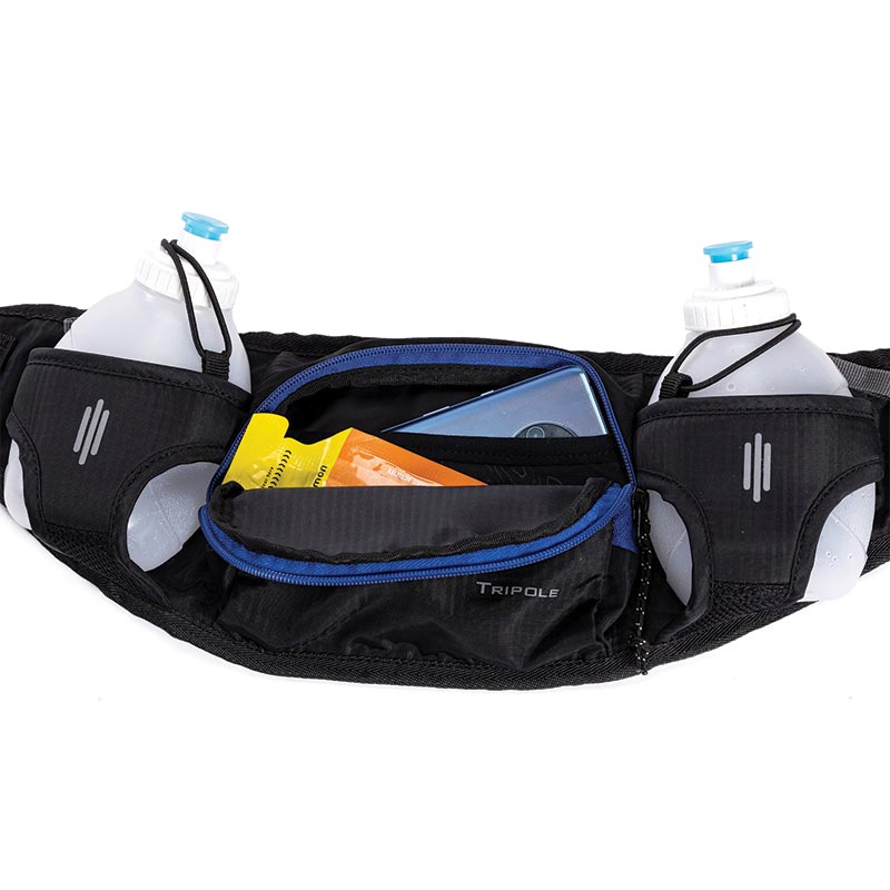 Tripole Run aqua Hydration Belt and Waist Pack - Black - Waist Packs