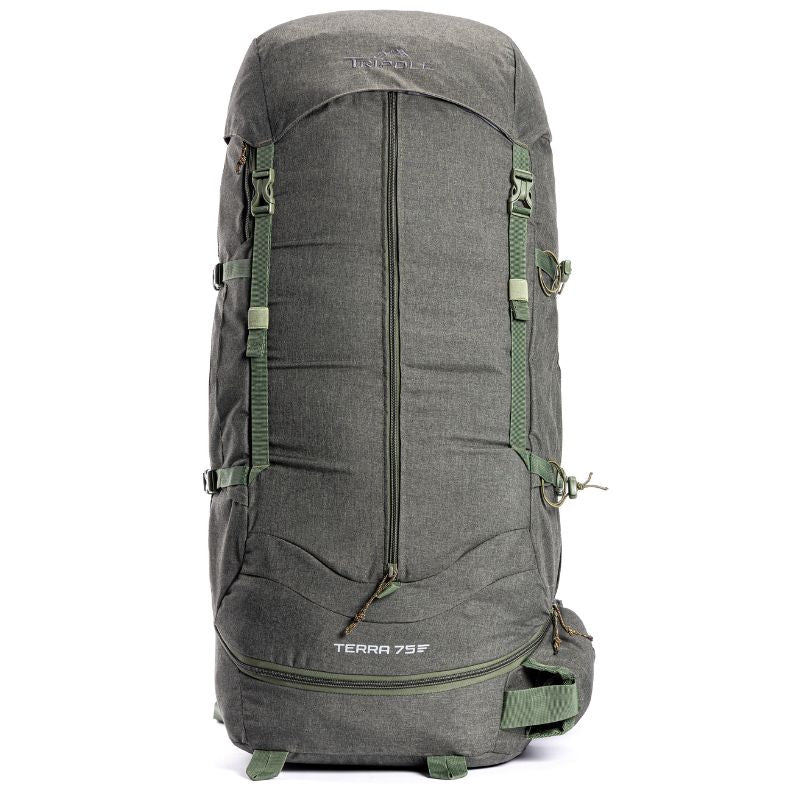 Tripole Terra Backpacking and Trekking Rucksack with Front Opening Rain Cover and Metal Frame-50 Litres - Green / 50