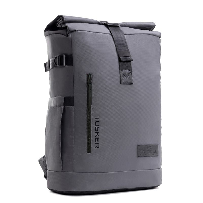 Tripole Unisex 35 Litres Tusker Roll Top Laptop Backpack - Grey / 35 litres - Rucksacks and Backpacks