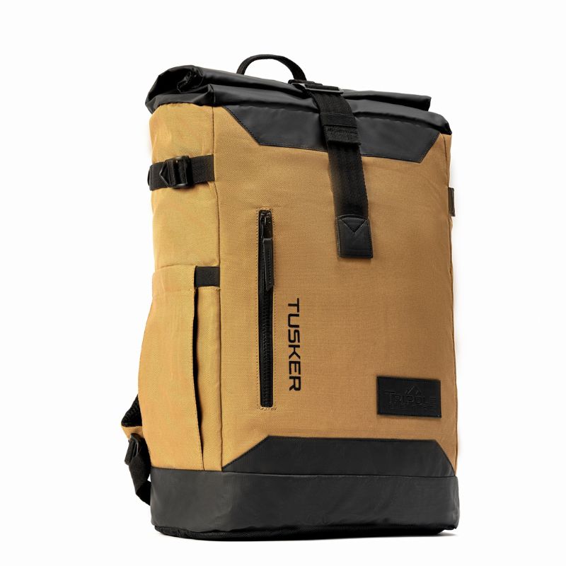 Tripole Unisex 35 Litres Tusker Roll Top Laptop Backpack - Khaki / 35 litres - Rucksacks and Backpacks