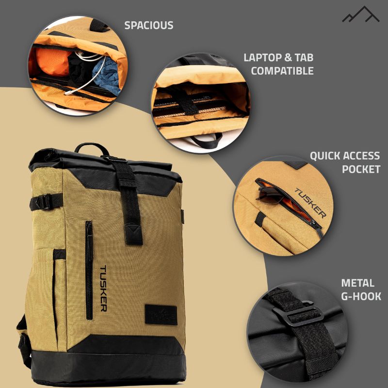 Tripole Unisex 35 Litres Tusker Roll Top Laptop Backpack - Rucksacks and Backpacks