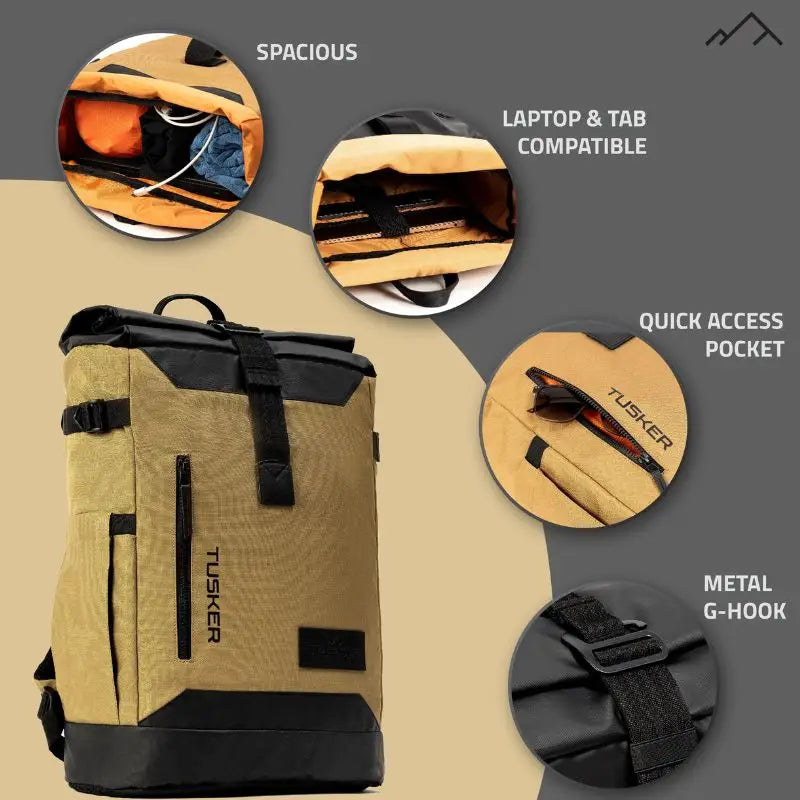 Tripole Unisex 35 Litres Tusker Roll Top Laptop Backpack - Rucksacks and Backpacks