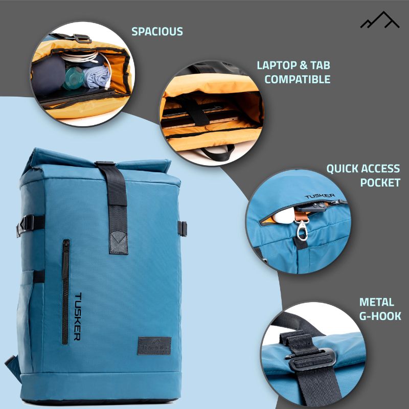 Tripole Unisex 35 Litres Tusker Roll Top Laptop Backpack - Rucksacks and Backpacks