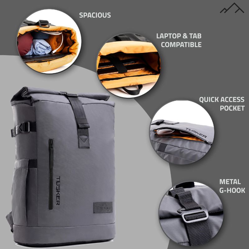 Tripole Unisex 35 Litres Tusker Roll Top Laptop Backpack - Rucksacks and Backpacks