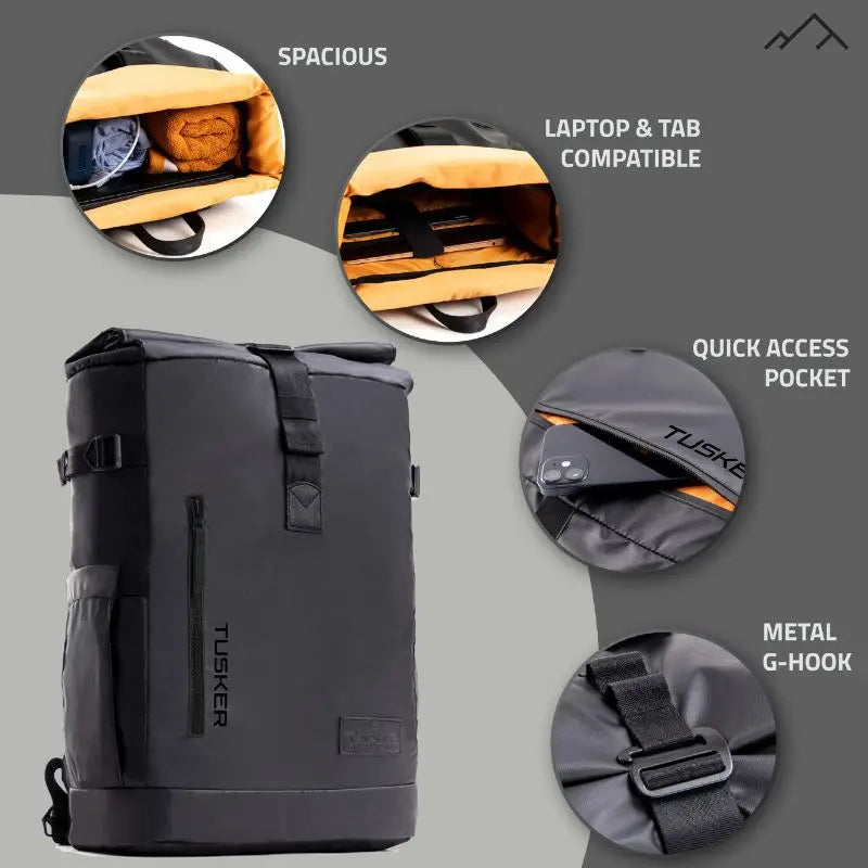 Tripole Unisex 35 Litres Tusker Roll Top Laptop Backpack - Rucksacks and Backpacks