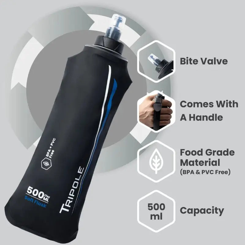 Tripole Unisex Hydration & Water Soft Flask for Running and Cycling 500ml-White - Drinkware