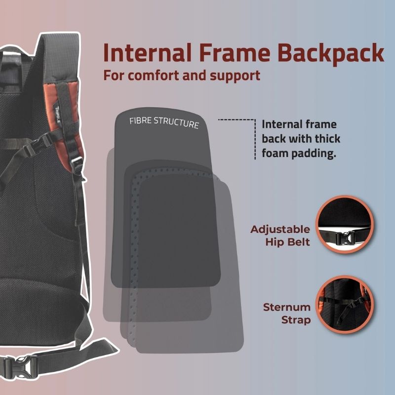 Tripole Unisex Summit 40 Litres Rucksack for Trekking Hiking Backpacking with RainCover Include - Rucksacks