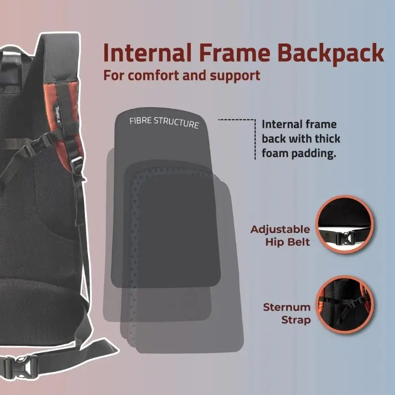 Tripole Unisex Summit 40 Litres Rucksack for Trekking Hiking Backpacking with RainCover Include - Rucksacks