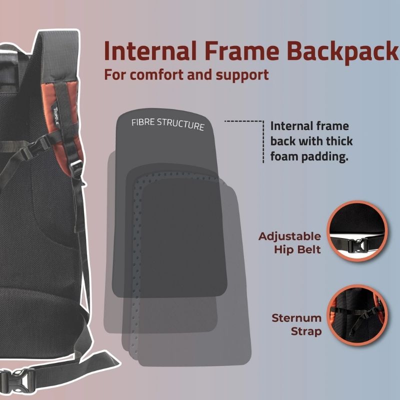 Tripole Unisex Summit 40 Litres Rucksack for Trekking Hiking Backpacking with RainCover Include - Rucksacks