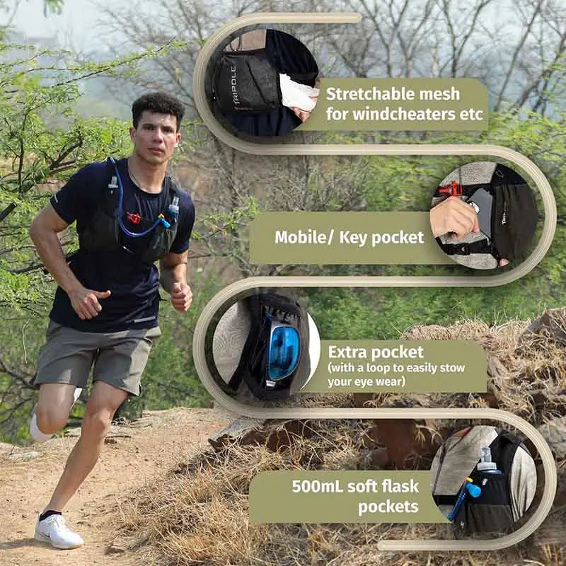 Tripole Voir Trail Running and Cycling 5 Litres Hydration Bag (Without Bladder) - Hydration