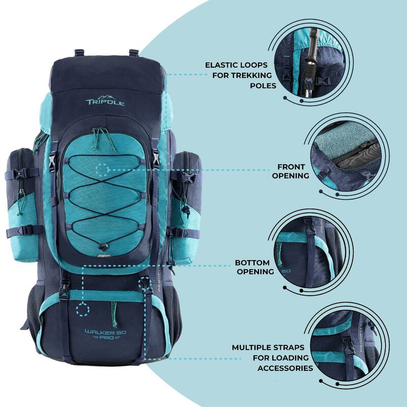 Tripole Walker Pro 60 Litres Trekking and Hiking Rucksack - Rucksacks and Backpacks