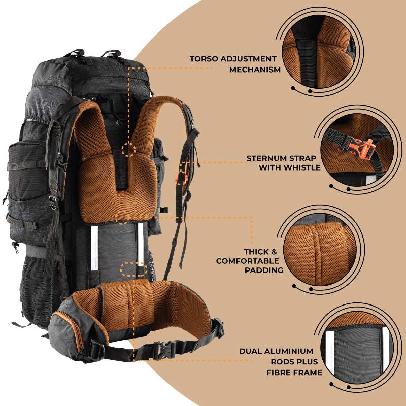 Tripole Walker Pro Rucksack for Trekking and Hiking- 80 Litres - Rucksacks and Backpacks